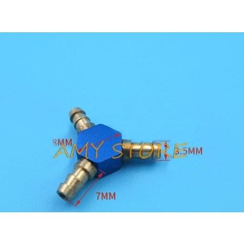 Tee Y Type 3.5mm Hose Barbed 3 Way Air Joint Fitting Connector Coupler Tube Blue Pipe Waterway Oil Nozzle Aircraft Ship Model