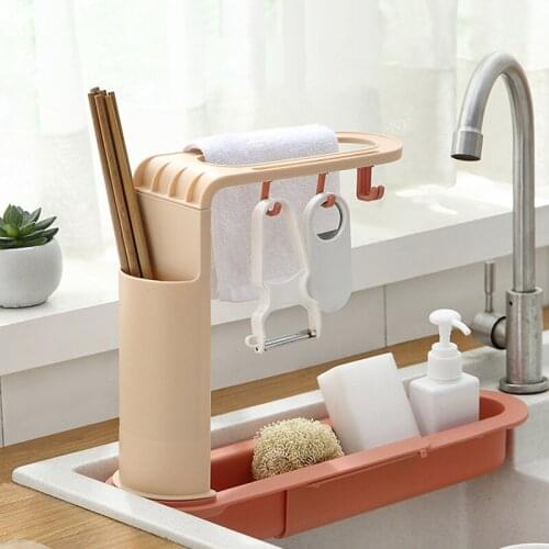 Telescopic Kitchen Bathroom Sink Rack Soap Sponge Drainer Storage Shelf Drying Basket Organizer Adjustable Home Faucet Holder