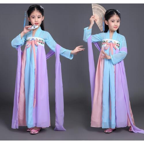 Chinese Traditional Folk Princess Classical Chinese Clothing Ancient Costume for Kids Tang Dynasty Dress Child Hanfu Cloth