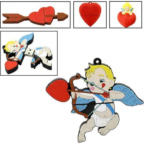 USB Flash Drive Pen Drive Red Heart Wedding Gift 32GB 8GB Bulk U Disk Lovely Boy Flash Memory Stick Pendrive Mini Cupid Usb