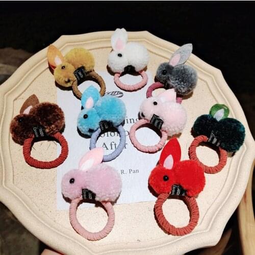 Web celebrity girl heart lovely three-dimensional rabbit rubber band Korean version of simple cartoon animal hair rope hairpin