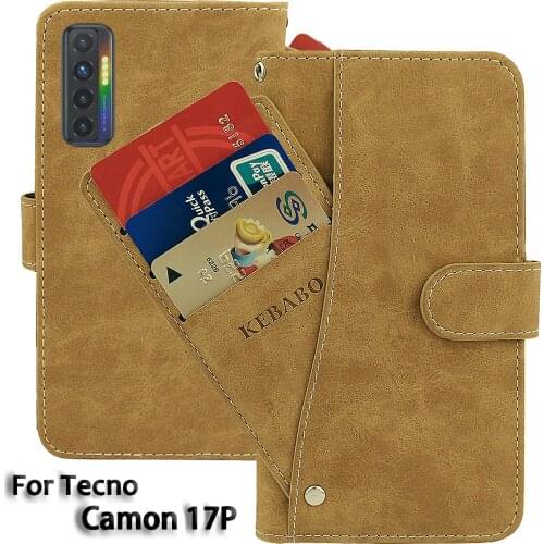 Vintage Leather Wallet Tecno Camon 17P Case 6.8" Flip Luxury Card Slots Cover Magnet Phone Protective Cases Bags