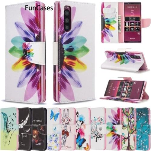 Bright PU Leather Book Wallet Phone Shell For armor Sony Xperia 20 Sony Xperia hoesje 8 5 XZ5 L4 10 Transparent Cases Capinha