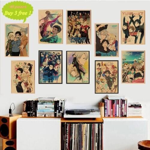 YURI!!! on ICE Retro Poster Vintage poster Wall Decor For Home Bar Cafe Painting Gifts Dormitory decoration