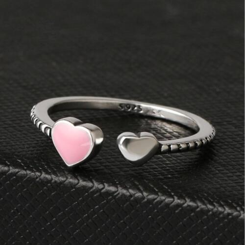 Hot Sale Fashion jewelry 925 Silver Crystal from Swarovskis Simple wild small love opening ring Fit Women and female as gift