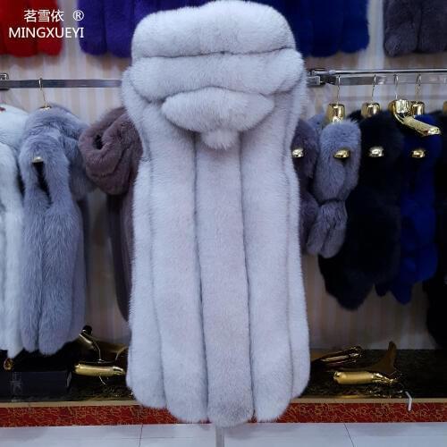 Real fox fur vest outerwear fur overcoat long design o-neck sweater vest the fox fur