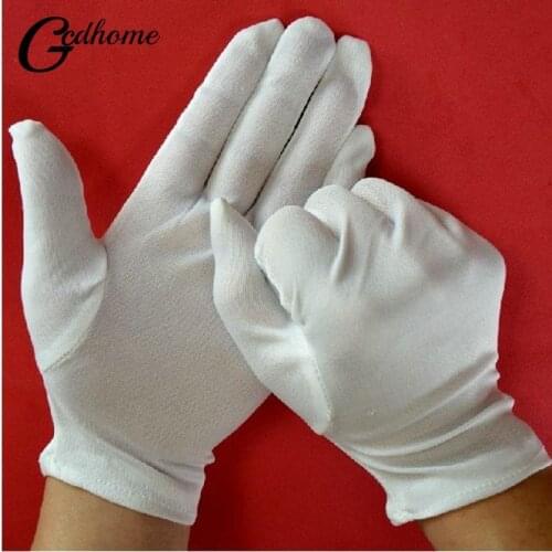 1 Pair Medium Thick White Cotton Polyester Gloves Household Gloves Lab Sanitary Gloves Multipurpose Handling Cleaning Tools