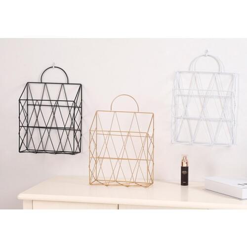 1PC Nordic Metal Storage Basket Fashion Wall Hanging Storage Rack Net Iron Desk Magazine Newspaper Organizer Holder JL 269