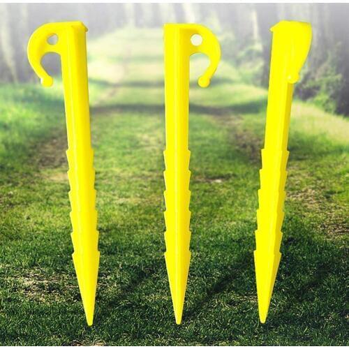 12Pcs Camping Tools Plastic Tent Pegs Durable Nails Sand Ground Stakes Outdoor Spike Hook Awning Caravan Pegs Accessory #20