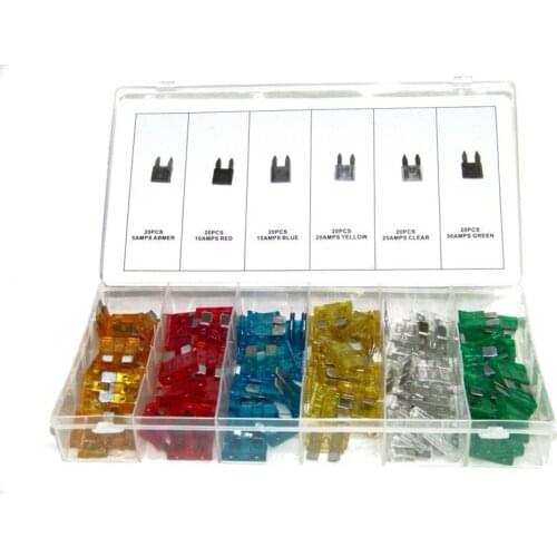 120Pcs Assorted Car Auto Truck Fuse Kit 5-30 AMP Rectangular Blade End