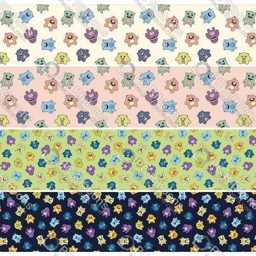 16-75MM Cartoon Monster Printed Grosgrain&Sati&Foe&Lanyard DIY Handmade Materials Christmas Wedding Gift Wrap Tape 50yards