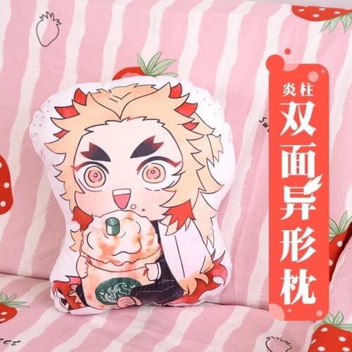 45CM Anime Demon Slayer Stuffed Pillows Rengoku Kyoujurou Cartoon Cotton Cushion Toy For Children Collectible Doll Toys Gifts