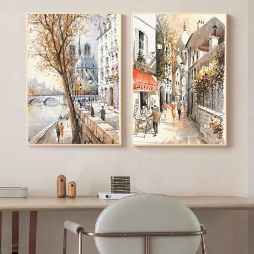 Abstract Paris Street Canvas Paintings Seine Landscape Posters and Prints Wall Art Pictures for Living Room Home Decoration