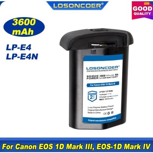 100% Original LOSONCOER LP-E4 LP-E4N Battery For Canon EOS 1D Mark III, EOS-1D Mark IV, EOS 1Ds Mark III, EOS 1D C, EOS 1D X