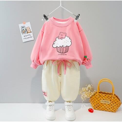 Children Girls Tracksuit Outfits Cotton Fall 2 pcs Toddler Clothes Set Cartoon Cute Sport Wear Little Baby Infant Suit Autumn