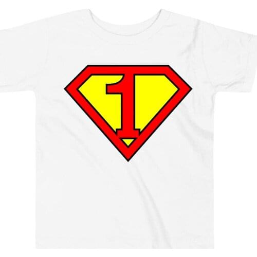 Summer Kids Girls Boys Superhero Number Print T-shirt Children Birthday Graphic T Shirts Short Sleeve Cotton Tees Streetwear Top
