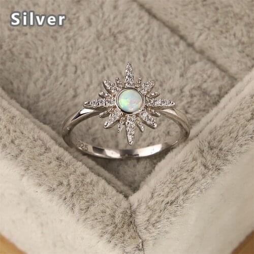 Hot selling 925 sterling silver fashion sun ring platinum zircon stone moonlight crystal jewelry platinum zircon womans gift
