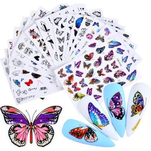 Hot! Embossed Nails Sticker 3D Gothic Flower Leaves Butterfly Slider Adhesive Nail Decal for Nail Art DIY Water Transfer Sticker