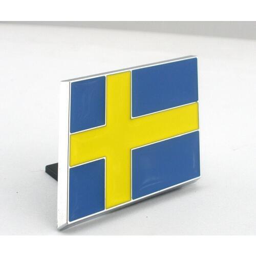 Chrome 3D SWEDEN Flag National Flag Emblem Badge Car Grille Logo