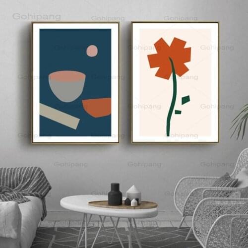 Canvas Painting Abstract Geometric Flowers Graphic Poster Scandinavia Styles Pictures for Living Room House Interior Home Decor