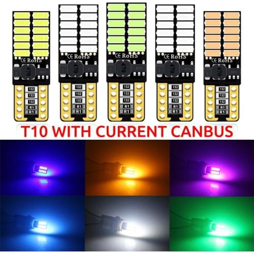 10pc Canbus T10 Led W5W Led Car Interior Light With Current 24led 4014smd 194 168 No Error Reading Dome Instrument Plate Lamp