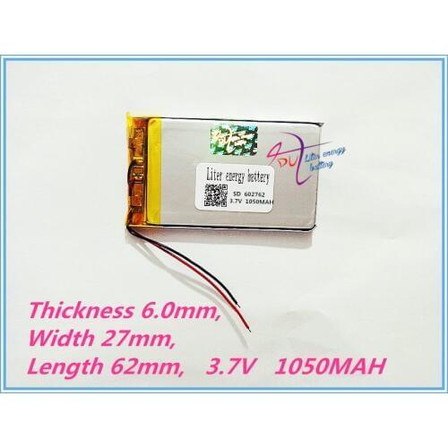 Best battery brand MP4 MP5 GPS rechargeable lithium polymer battery 602762 3.7V 1050MAH The cell phone battery battery plates