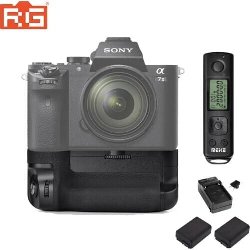 Meike MK-A7II Pro Built-in 2.4g Wireless Control Battery Grip + 2Pcs NP-FW50 Battery + Charger for Sony A7 II as Sony VG-C2EM