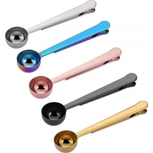 Multifunction Stainless Steel Coffee Scoop With Clip Coffee Tea Measuring Scoop Cup Ground Coffee Measuring Scoop Spoon