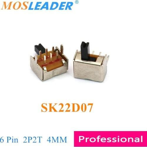 Mosleader 1000PCS SK22D07 SK22D07VG4 6P 6 Pin 2T 2 Travel 4MM handle length Slide switch Double sides Horizontal SS22D07 2P2T