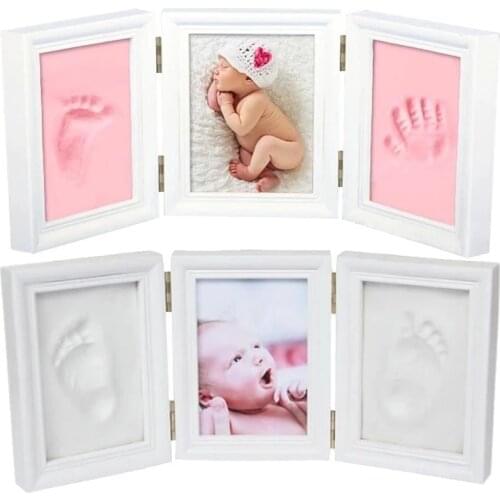 Newborns Photo Frame Handprint 3D DIY Newborns Photo Frame Kit Soft Clay Inkpad Kids Exquisite Souvenirs Casting Home Decor