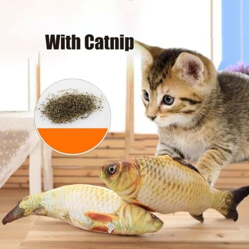 Pet Soft Plush 3D Fish Shape Cat Toy Simulation Fish Catnip Toys Interactive Gifts Stuffed Pillow Doll For Pet Training Supplies