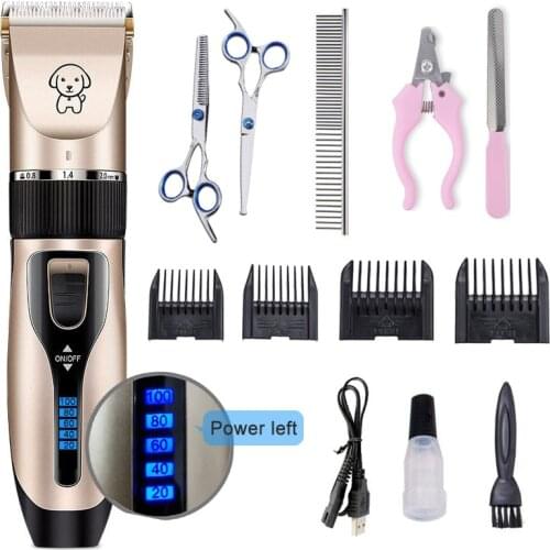 Dog Grooming Clipper Kit Usb Professional Rechargeable Low-Noise Pets Hair Trimmer Display Battery Electric Shear