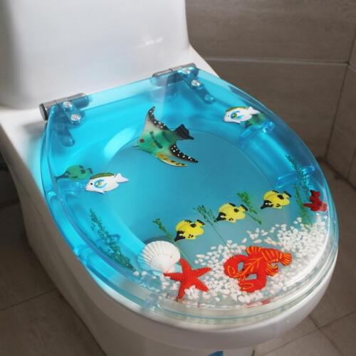 Unique High Quality Resin Beautiful Sea World Design Toilet Seat Cover Set Universal Toilet Cover With Lid Many Color For Choice