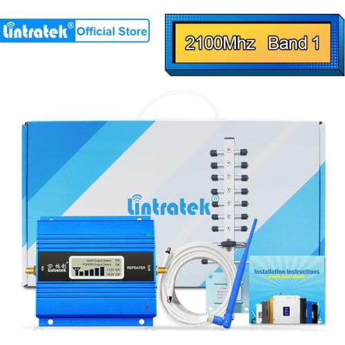 Lintratek NEW 3G Repeater UMTS 2100MHz Band 1 Cellular Signal Booster 2100 B1 Cell Mobile Amplifier 13dBi Yagi Antenna Full Kit