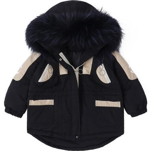 2019 New Boy Down Jacket Childrens Long Coat Thickening White Duck Down Jacket Girls Warm Fur Collar Hoodies Parka Outwear Coat