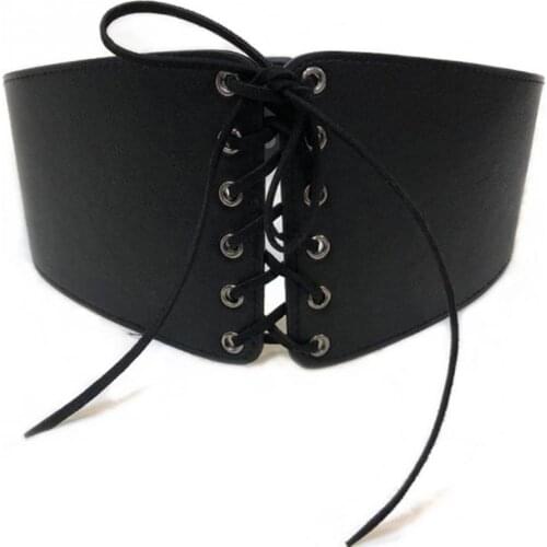 Women Faux Leather Waist Girdle Belt Cinched High Elastic Corset Belly Band Pin Up Solid Color Fashion Belt 2019 Brand New