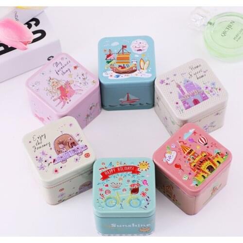 Christmas Gift Tin Cans Embossed Candy Cans Square Tinplate Boxes Cans Metal Packaging Tin Boxes Children Gift Decor Accessories