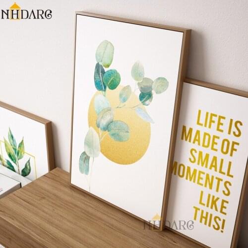 Nordic Green Natural Plant Flowers Leaves Quote Posters And Prints Canvas Art Painting Wall Pictures for Living Room Home Decor