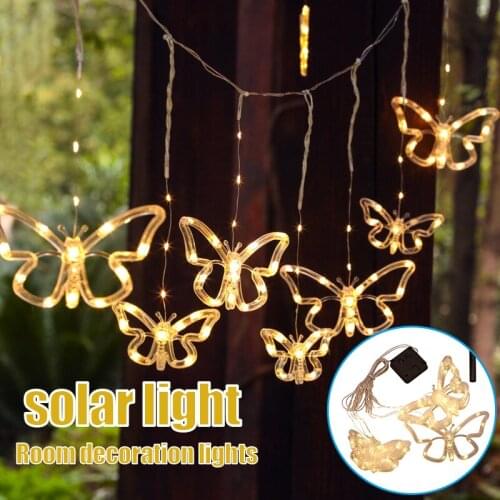 Solar Fairy Light Butterfly Shaped LED Light Pendant IP44 Waterproof Outdoor Hanging Colorful Wind Chime 2 Lighting Mode WXV S