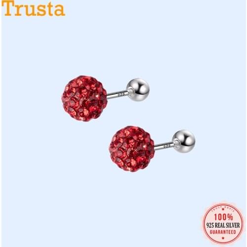 TrustDavis Real 925 Sterling Silver Charm 4 6 8mm CZ Beads Screw Stud Earrings For Women Wedding Party Fine S925 Jewelry DB941