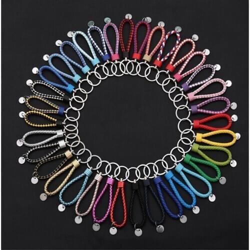 Universal Braided Leather Keychain Key Chain Ring for ford focus 2 3 Hyundai solaris i35 i25 Mazda 2 3 6 CX-5 Car Accessories