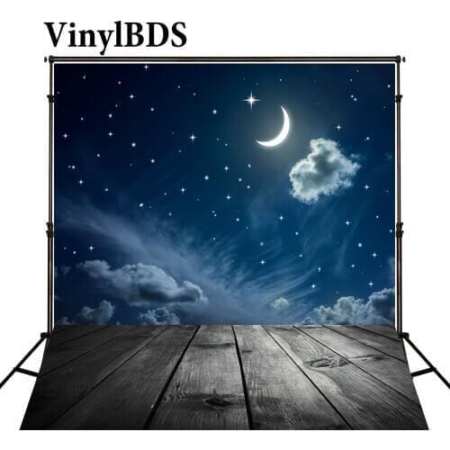 VinylBDS Newborn Baby Photography Backdrops Wood Floor Fundo Fotografico Madeira Starry Sky Clound Photography Background Studio