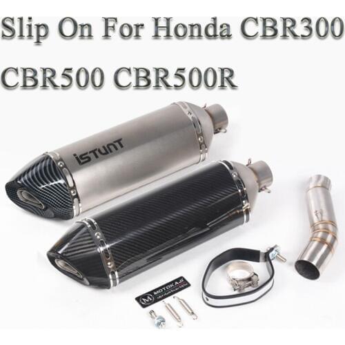 Motorcycle Exhaust Escape Slip On For CBR300 CBR500 CBR500R CBR300R Modified Laser Muffler Middle Connection Link Pipe DB Killer