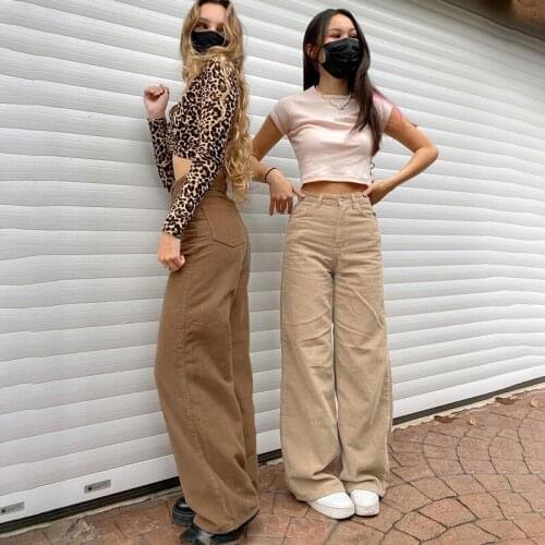 WomenS Fashion Casual Corduroy Mopping Drape Wide-Leg Casual Trousers