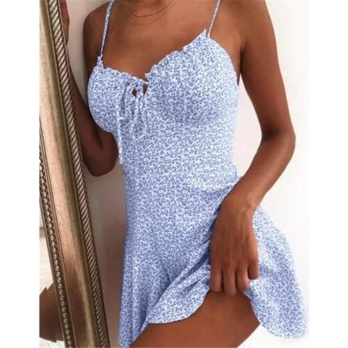 Boho Style 2020 Women Summer Dress Sexy Floral Print Dress Ladies Sundress Holiday Mini Dress For Women