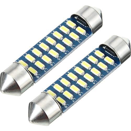 2pcs 42-44mm 16SMD LED Interior Dome Trunk Festoon Light Bulbs Canbus Error Free Festoon Dome Reading Lamp 12V
