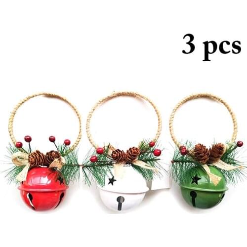 Christmas Tree Bells Hanging Decor 3Pcs Xmas Tree Ornaments Hanging Bell Decor Party Supplies Christmas Bells