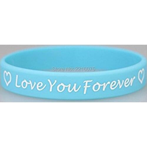 300pcs Custom love you forever silicone wristband rubber bracelets free shipping by DHL express