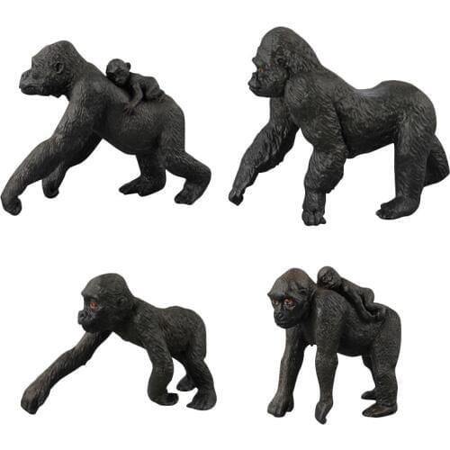 4 Kidns Sandtable Scene Toys Simulation Crawl Gorilla Figure Collectible Toys Animal Action Figures Kids Soft Rubber Animal