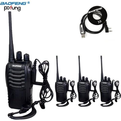 4Pcs Baofeng BF-888S Mini Walkie Talkie Handheld Pofung bf 888s UHF 5W CB Two Way radio Portable Scan Monitor Ham+1 usb cable